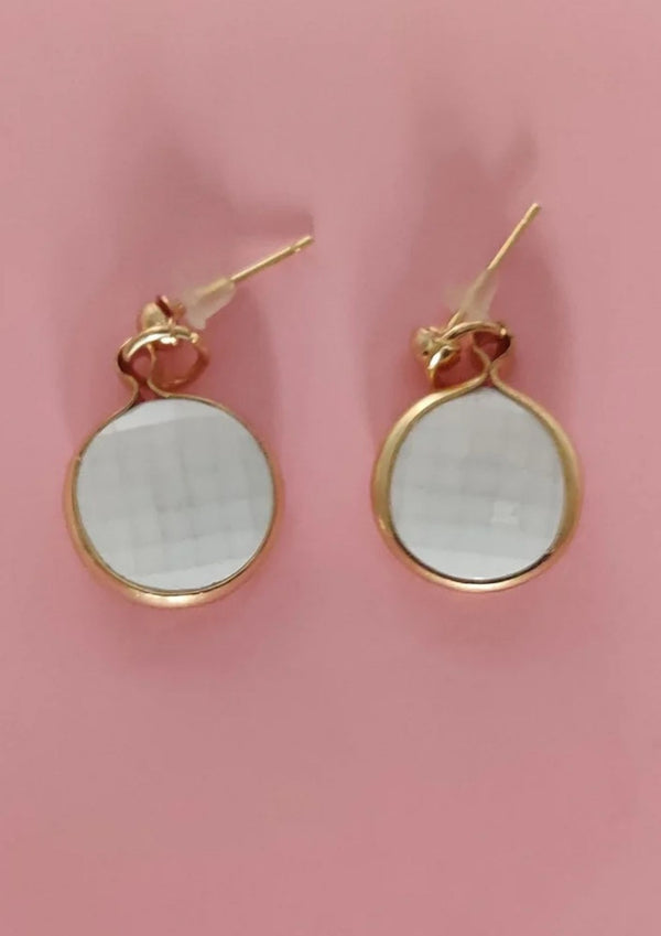 Pearl Huggie Hoop Earring  (JE-9141)  Gold White
